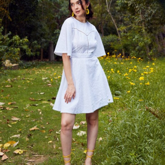 Pure cotton white mini dress - Picture 3 of 6